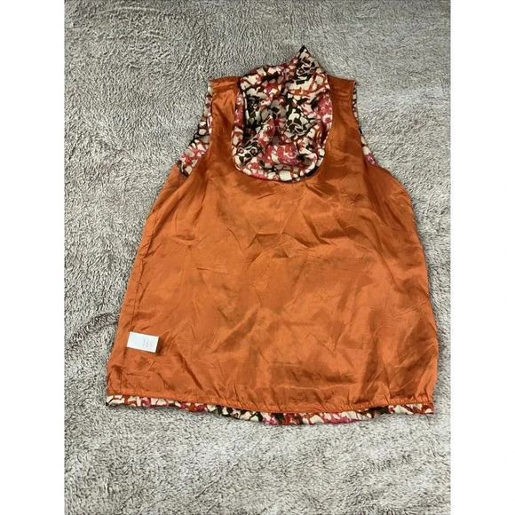 Michael Kors Cowl Neck Bubble Blouse Top Size Large Orange Brown Fall - Picture 13 of 13